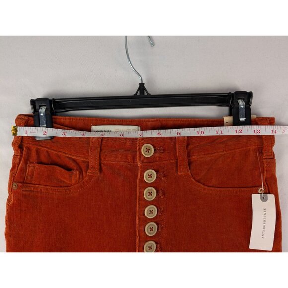 Anthropologie Pilcro Pants Womens 26 Orange High-Rise Skinny Button Fly Corduroy - Picture 5 of 13
